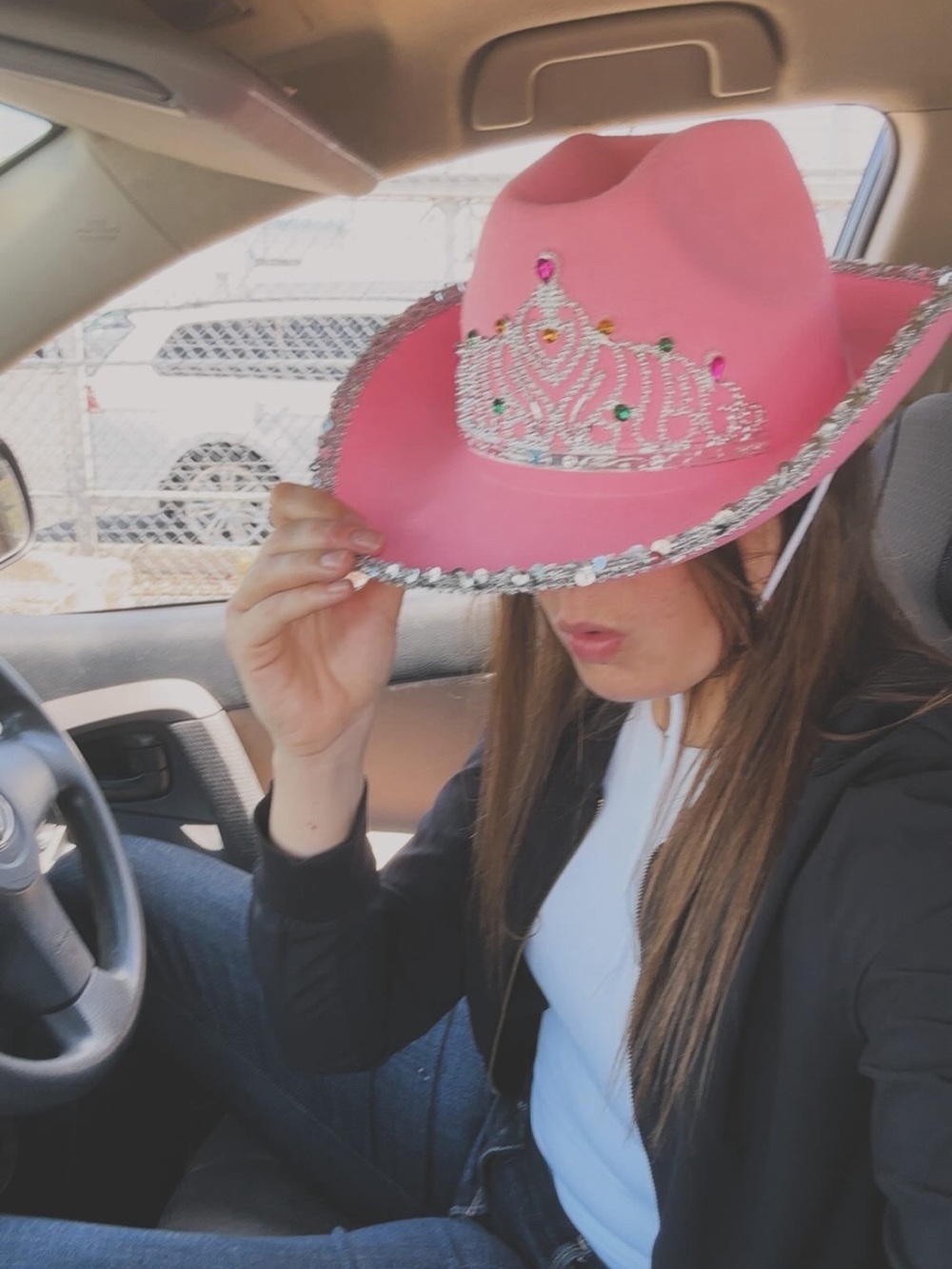 Buy one get anything free bundle ..Pink Cowgirl Hat with Jeweled Tiara Accent